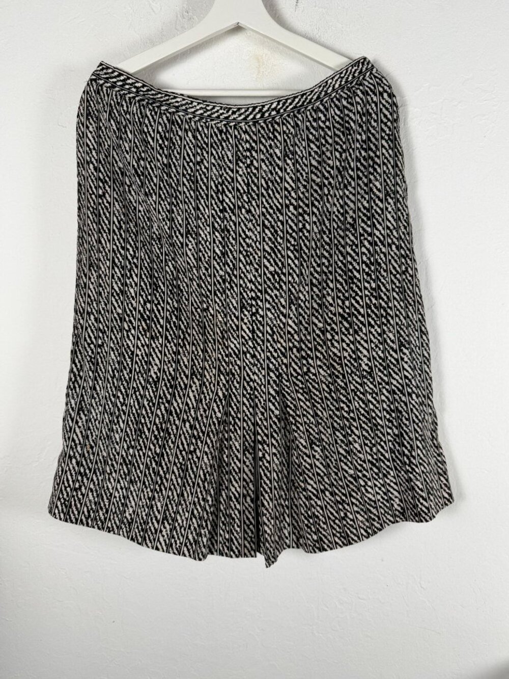 Vintage Da-Rue Of California Black White Herringbone Pleated Pencil Skirt Sz 12
